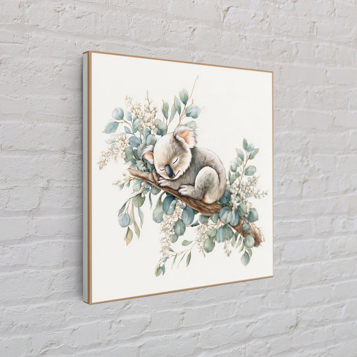 Sleeping Koala on Eucalyptus Branch Framed Canvas Print, Nursery Art, Whimsical Wall Art, Nursery Decor, Fine Art, Nursery, NUR-1x1-37