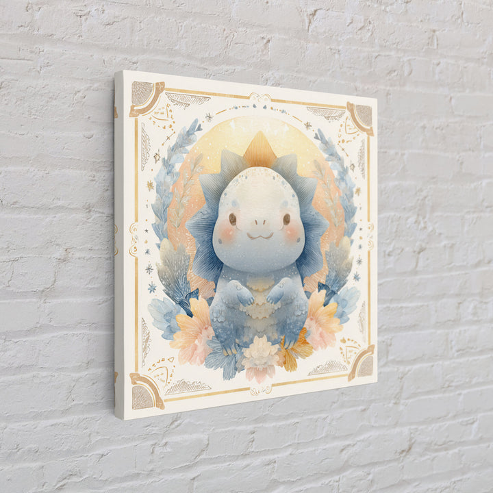 Tiny Dinosaur with Friendly Expression Framed Canvas Print, Nursery Art, Kids Wall Art, Nursery Decor, Fine Art, Nursery, NUR-1x1-39