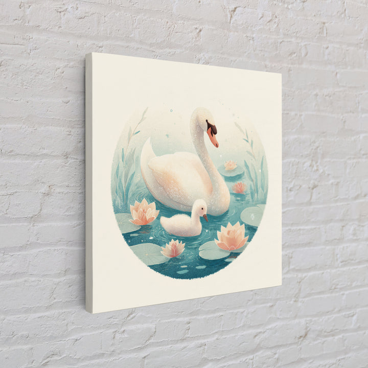 Swan and Cygnet Framed Canvas Print, Nursery Art, Luxury Decor, Nursery Decor, Nursery, Nursery Wall Art, Printable Art, NUR-1x1-40