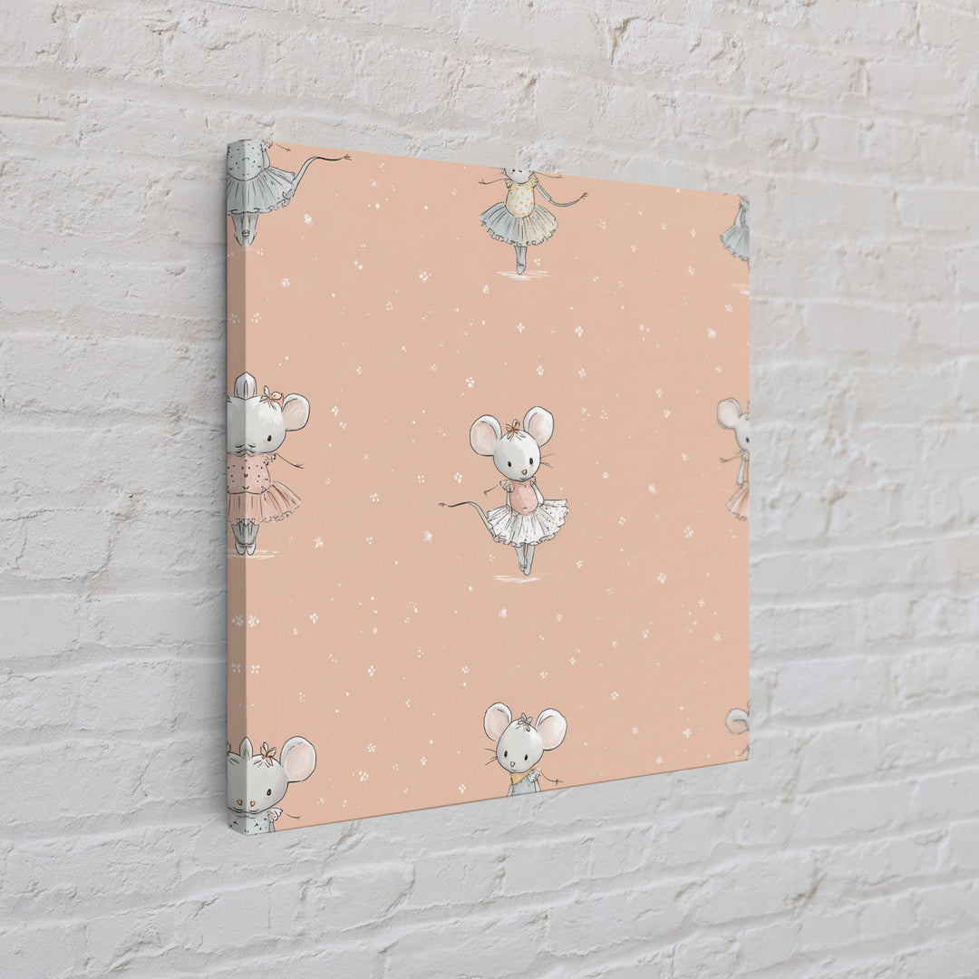 Ballet Mouse in Storybook Style Framed Canvas Print, Nursery Art, Nursery Wall Decor, Nursery Decor, Fine Art, Nursery, NUR-1x1-44