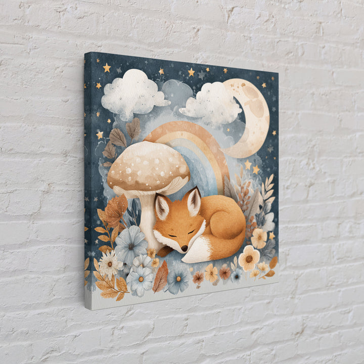 Woodland Fox Tucked Framed Canvas Print, Nursery Art, Kids Wall Art, Nursery Decor, Fine Art, Nursery, Gallery Decor, NUR-1x1-52