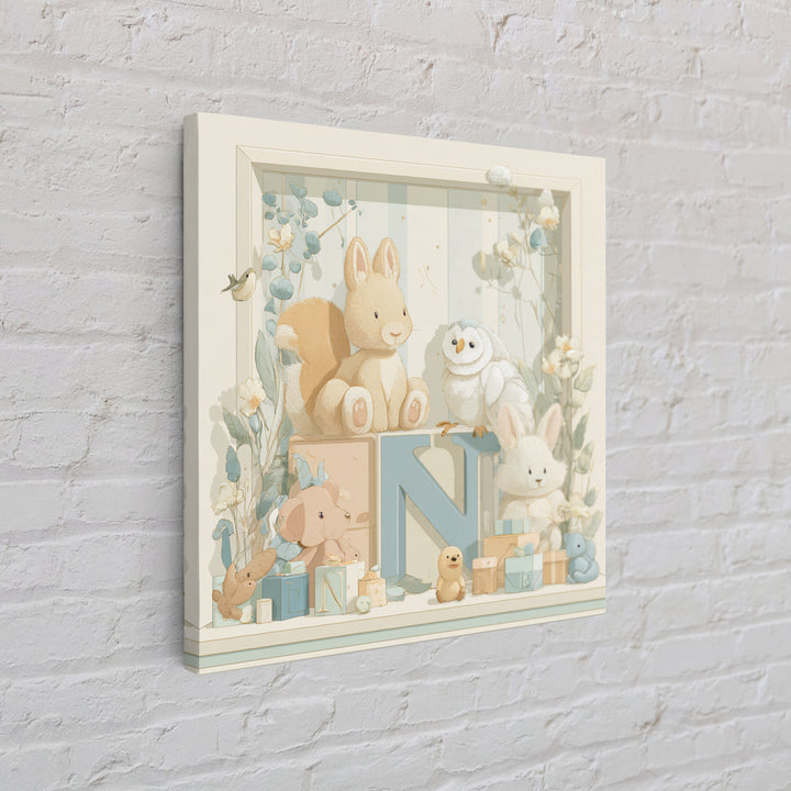 Animal Alphabet Scene Without Readable Letters Canvas Print, Nursery Art, Woodland Nursery Art, Nursery Decor, Nursery, NUR-1x1-59