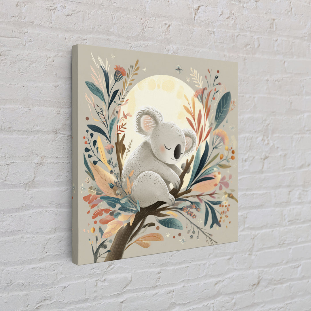 Sleeping Koala on Eucalyptus Branch Framed Canvas Print, Nursery Art, Whimsical Wall Art, Nursery Decor, Fine Art, Nursery, NUR-1x1-61