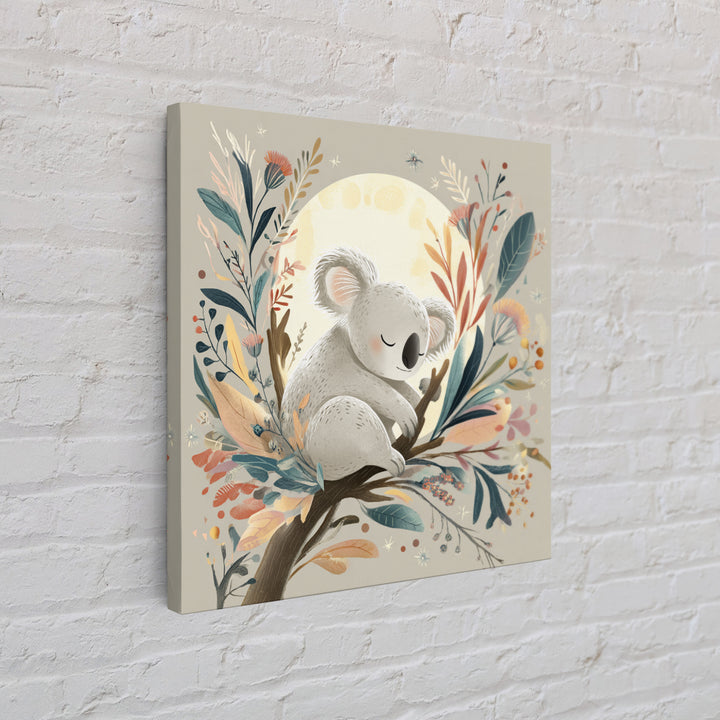 Sleeping Koala on Eucalyptus Branch Framed Canvas Print, Nursery Art, Whimsical Wall Art, Nursery Decor, Fine Art, Nursery, NUR-1x1-61