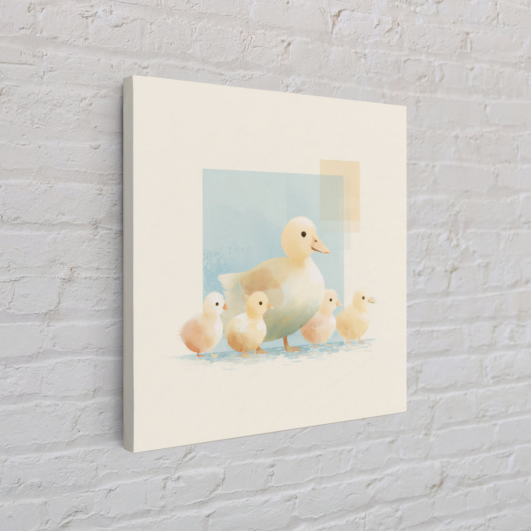 Ducklings Following a Mother Duck Framed Canvas Print, Nursery Art, Dinosaur Wall Art, Nursery Decor, Fine Art, Nursery, NUR-1x1-62