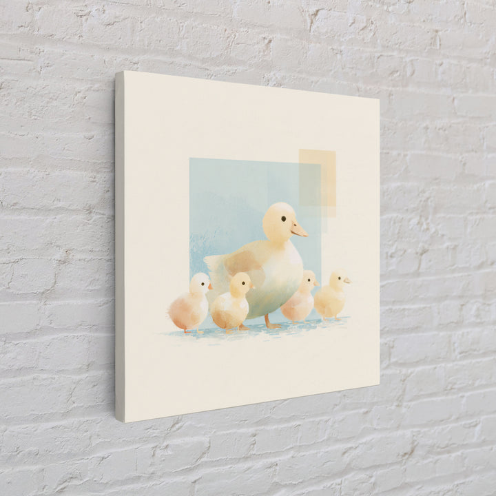 Ducklings Following a Mother Duck Framed Canvas Print, Nursery Art, Dinosaur Wall Art, Nursery Decor, Fine Art, Nursery, NUR-1x1-62