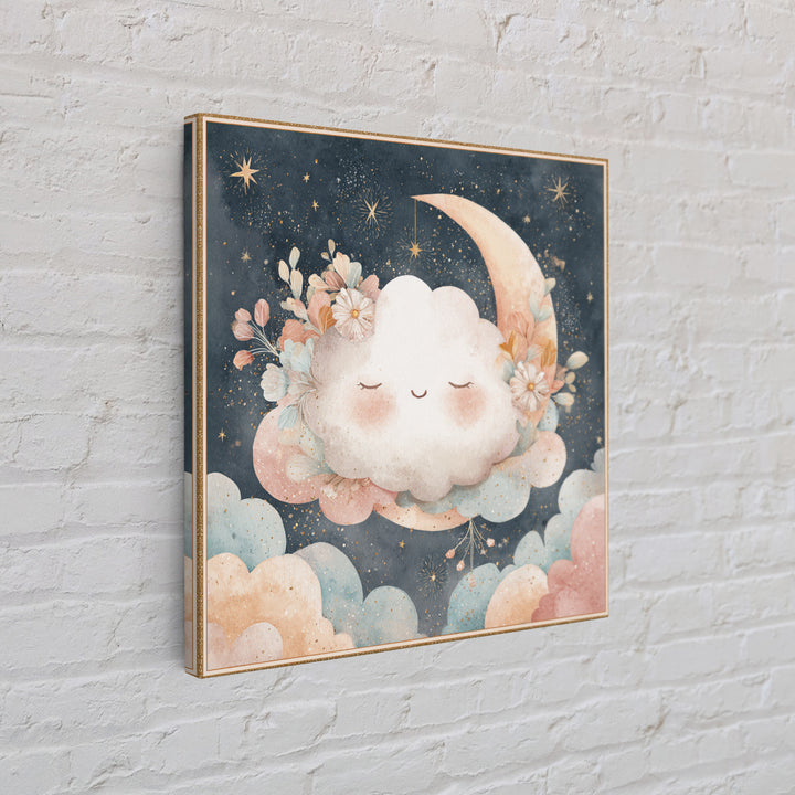 Moon and Stars Canvas Print, Nursery Art, Neutral Decor, Nursery Decor, Fine Art, Nursery, Wall Decor, Art Print, Digital Art, NUR-1x1-75