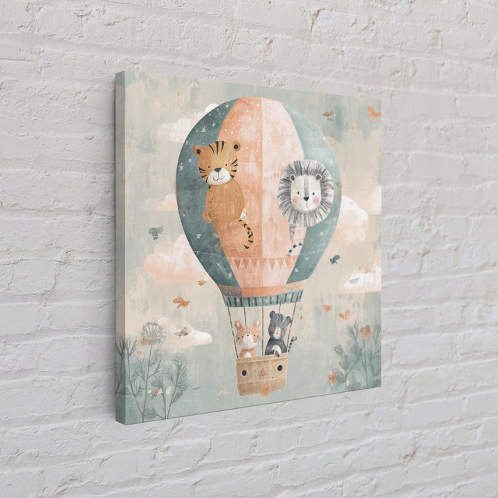 Floating Hot Air Balloon Framed Canvas Print, Nursery Art, Kids Room Wall Art, Nursery Decor, Abstract Art, Nursery, NUR-1x1-84