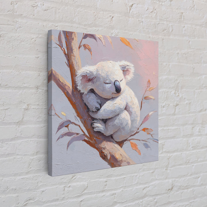 Sleeping Koala on Eucalyptus Branch Canvas Print, Nursery Art, Statement Artwork, Nursery Decor, Oil Painting, Nursery, NUR-1x1-85