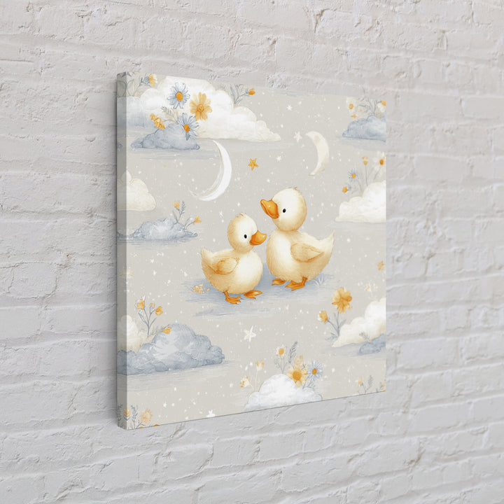 Ducklings Following a Mother Duck Canvas Print, Nursery Art, Neutral Decor, Nursery Decor, Fine Art, Nursery, Wall Decor, NUR-1x1-86