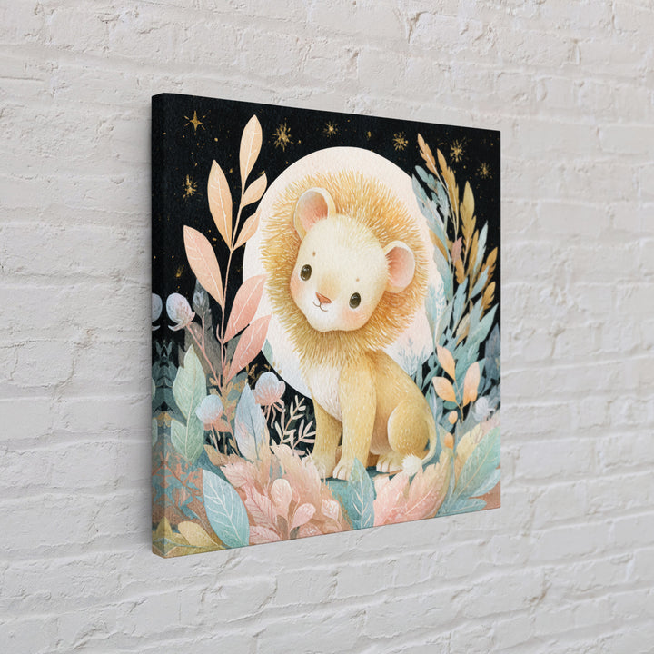 Lion Cub with Soft Golden Mane Canvas Print, Nursery Art, Woodland Nursery Art, Nursery Decor, Fine Art, Nursery, NUR-1x1-9