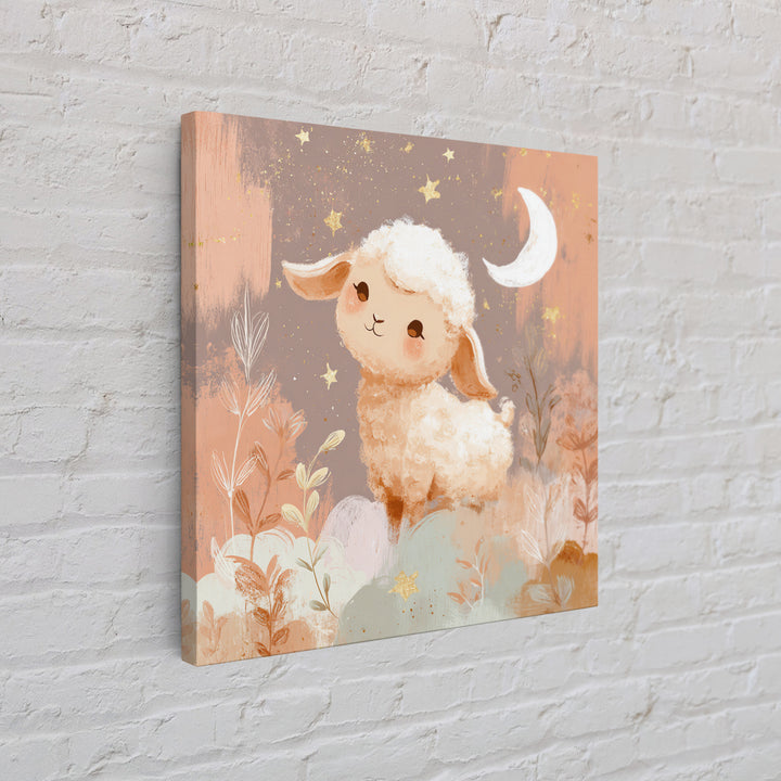 Little Lamb under a Starry Sky Canvas Print, Nursery Art, Boho Decor, Nursery Decor, Fine Art, Nursery, Wall Hangings, NUR-1x1-91