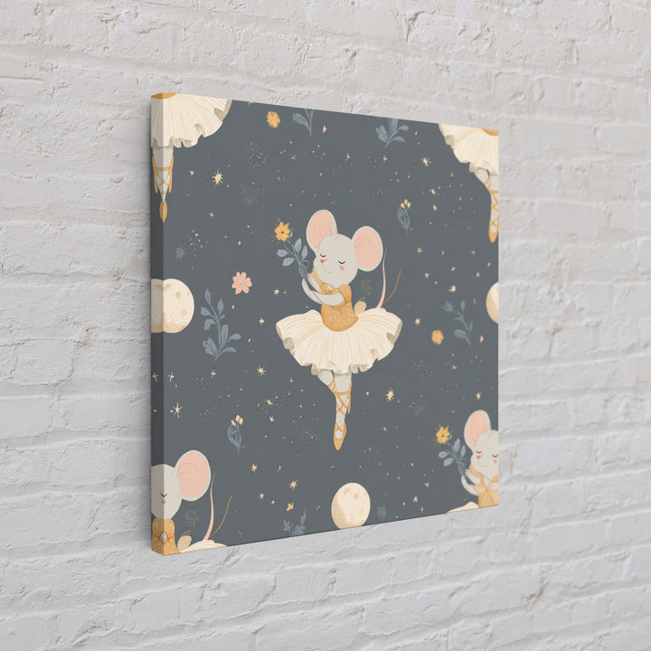 Ballet Mouse in Storybook Style Canvas Print, Nursery Art, Kids Room Art, Nursery Decor, Fine Art, Nursery, Textured Painting, NUR-1x1-92