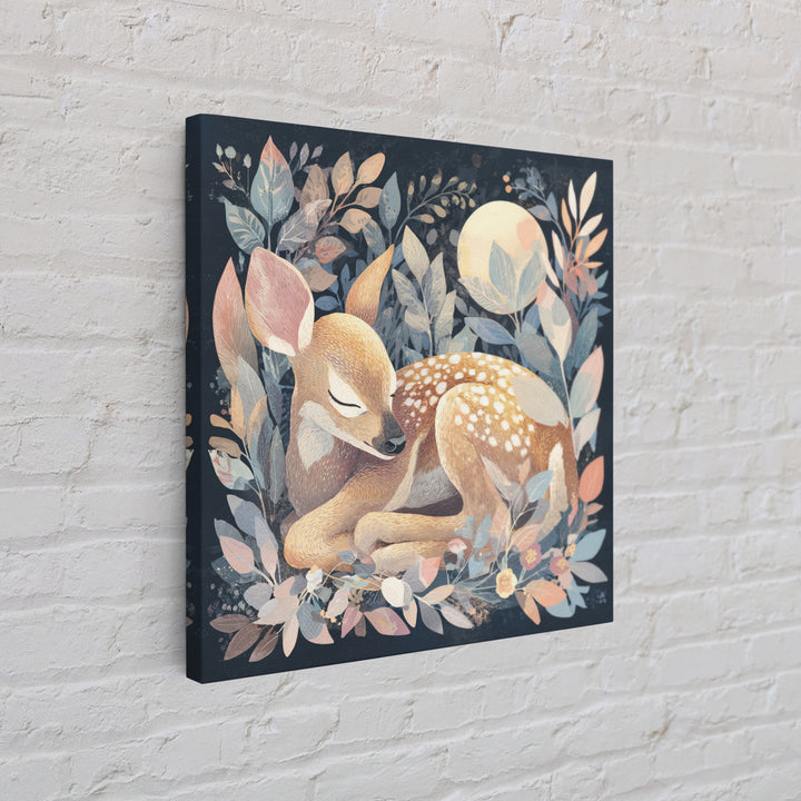 Deer Fawn Sleeping Canvas Print, Nursery Art, Gallery Decor, Nursery Decor, Fine Art, Nursery, Wall Art, Wall Decor, Art Print, NUR-1x1-95