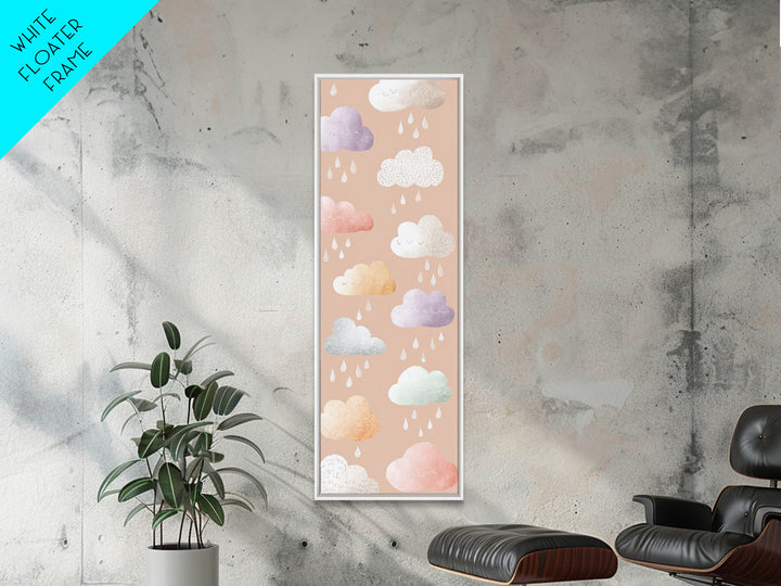 Clouds and Raindrops Canvas Print, Nursery Art, Woodland Nursery, Nursery Decor, Nursery, Gallery Decor, Neutral Decor, NUR-1x3-10
