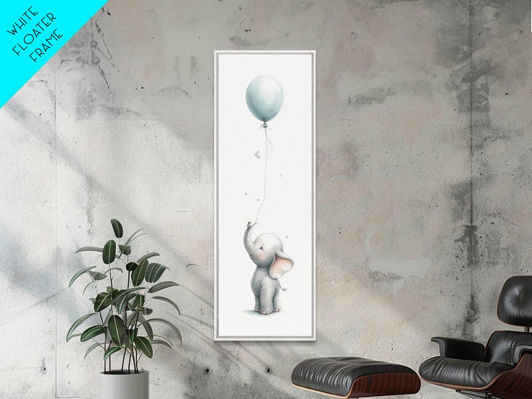 Sleepy Baby Elephant Holding a Tiny Balloon Canvas Print, Nursery Art, Fine Art Print, Nursery Decor, Fine Art, Nursery, NUR-1x3-13