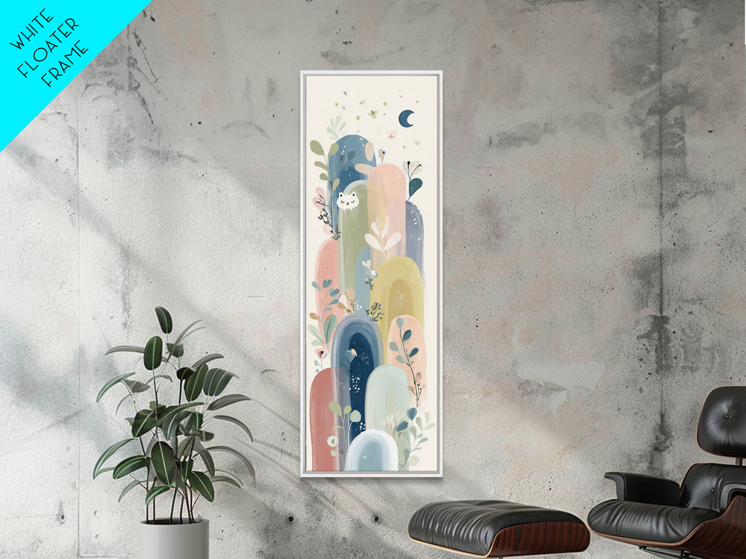 Rainbow Arch with Muted Nursery Colors Framed Canvas Print, Nursery Art, Art Print, Nursery Decor, Fine Art, Nursery, NUR-1x3-19