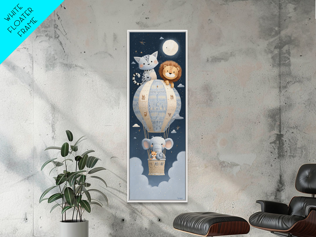 Floating Hot Air Balloon Framed Canvas Print, Nursery Art, Luxury Decor, Nursery Decor, Fine Art, Nursery, Nursery Wall Art, NUR-1x3-24