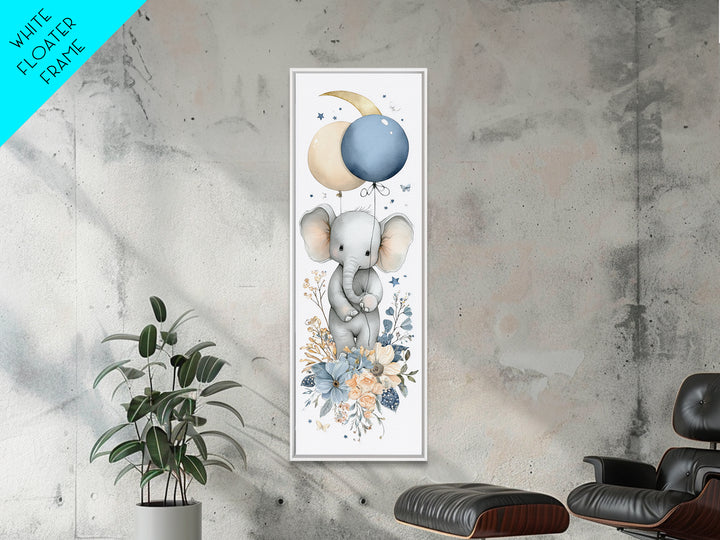 Sleepy Baby Elephant Holding a Tiny Balloon Canvas Print, Nursery Art, Fine Art Print, Nursery Decor, Fine Art, Nursery, NUR-1x3-37