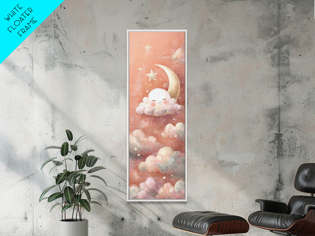 Moon and Stars Canvas Print, Nursery Art, Nursery Wall Art, Nursery Decor, Nursery, Woodland Nursery, Watercolor Print, NUR-1x3-39