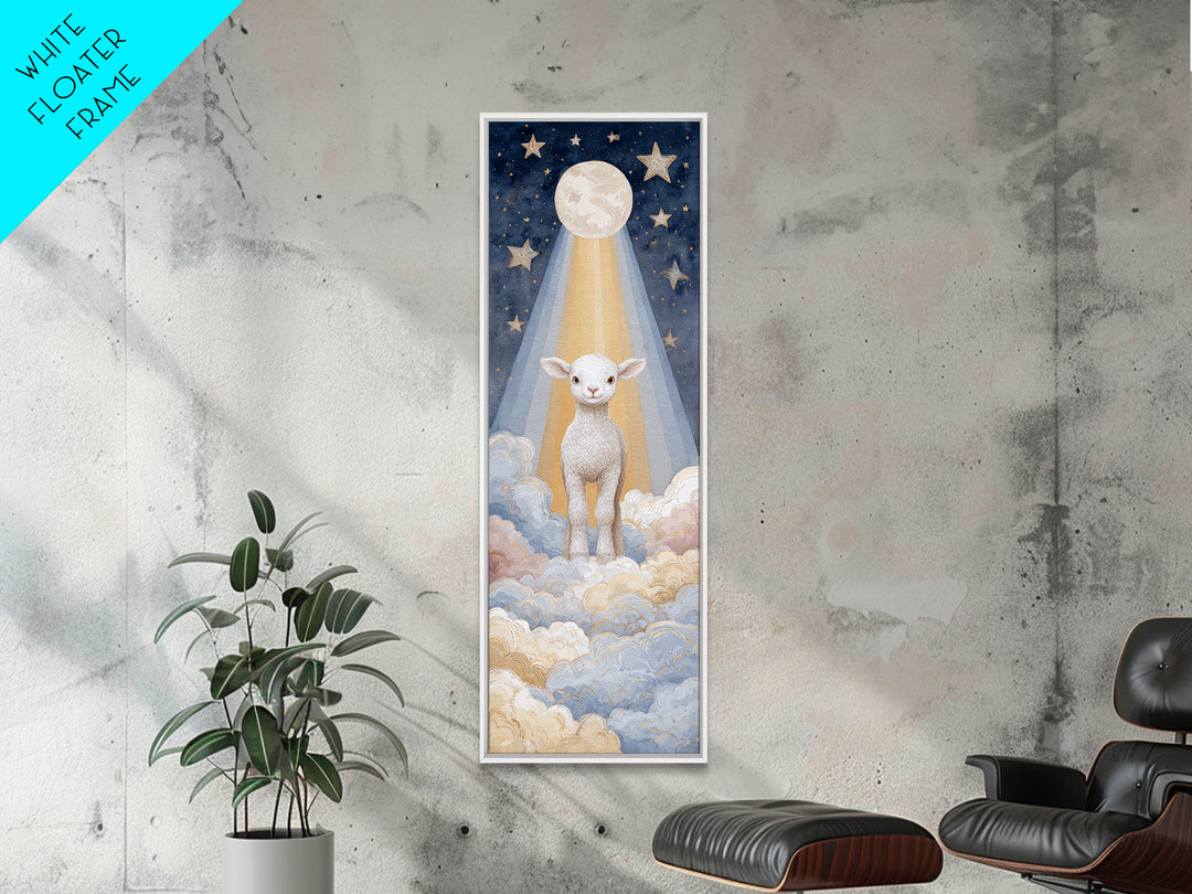 Little Lamb under a Starry Sky Canvas Print, Nursery Art, Nursery Wall Decor, Nursery Decor, Oil Painting, Nursery, NUR-1x3-55
