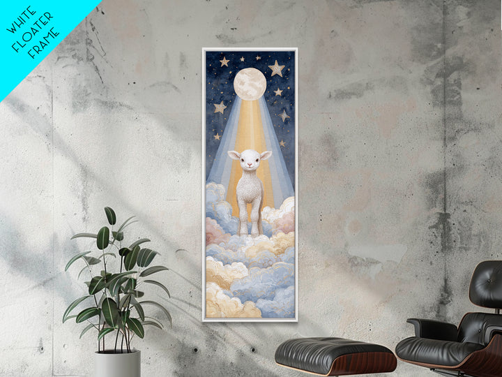 Little Lamb under a Starry Sky Canvas Print, Nursery Art, Nursery Wall Decor, Nursery Decor, Oil Painting, Nursery, NUR-1x3-55