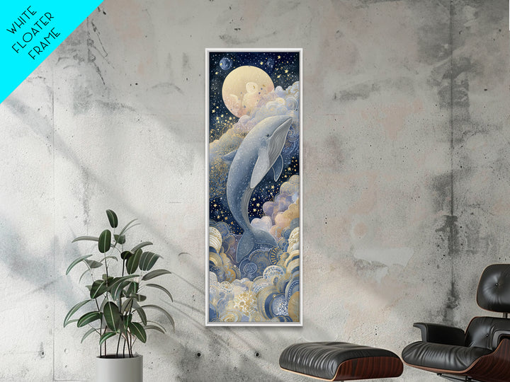 Whale and Tiny Stars Canvas Print, Nursery Art, Nursery Wall Decor, Nursery Decor, Fine Art, Nursery, Playroom Wall Art, NUR-1x3-68