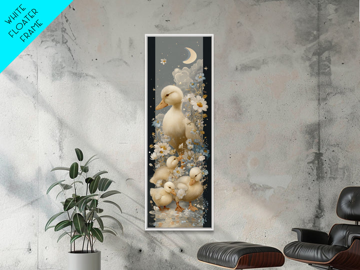 Ducklings Following a Mother Duck Framed Canvas Print, Nursery Art, Woodland Nursery Art, Nursery Decor, Oil Painting, Nursery, NUR-1x3-74