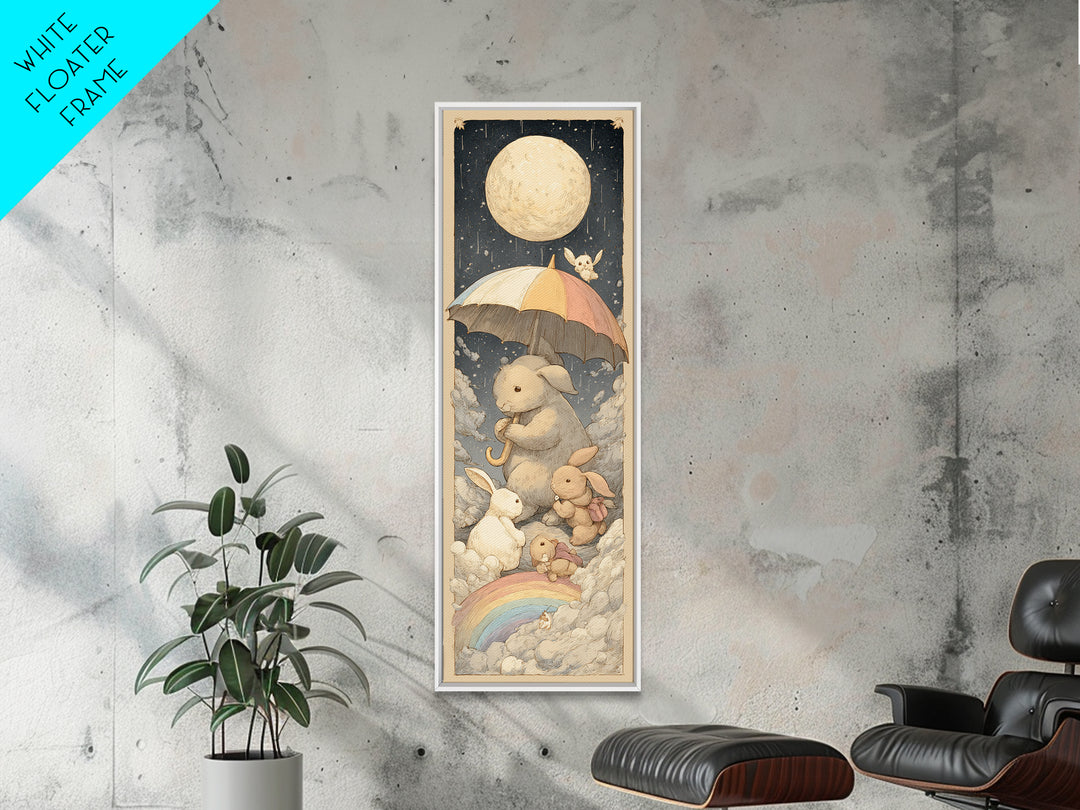 Bear and Rabbit Sharing Umbrella Canvas Print, Nursery Art, Luxury Decor, Nursery Decor, Fine Art, Nursery, Nursery Wall Art, NUR-1x3-77