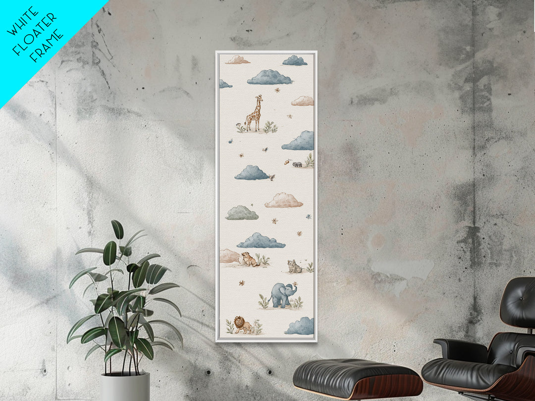 Pastel Jungle Animals Canvas Print, Nursery Art, Whimsical Wall Art, Nursery Decor, Fine Art, Nursery, Minimalist Decor, NUR-1x3-78