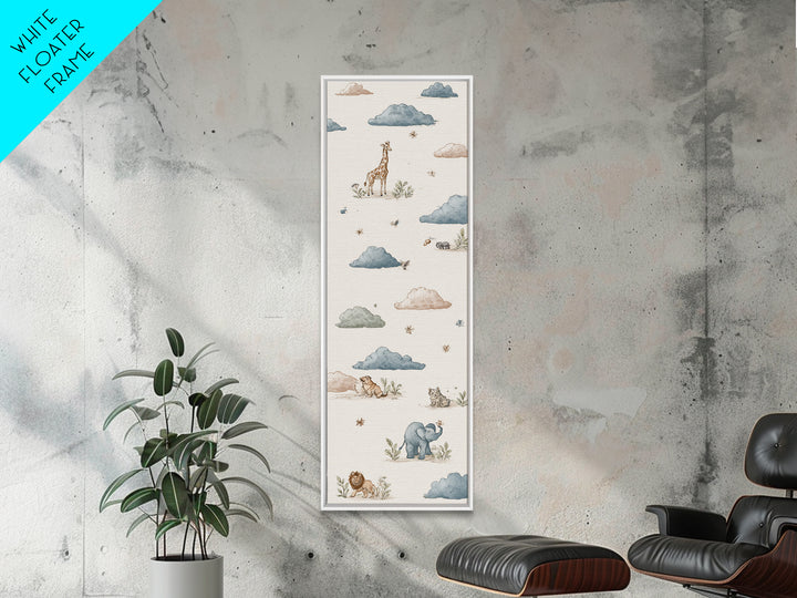 Pastel Jungle Animals Canvas Print, Nursery Art, Whimsical Wall Art, Nursery Decor, Fine Art, Nursery, Minimalist Decor, NUR-1x3-78