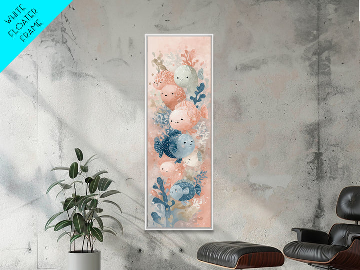 Friendly Ocean Creatures Framed Canvas Print, Nursery Art, Nursery, Nursery Decor, Oil Painting, Nursery, Playroom Wall Decor, NUR-1x3-84