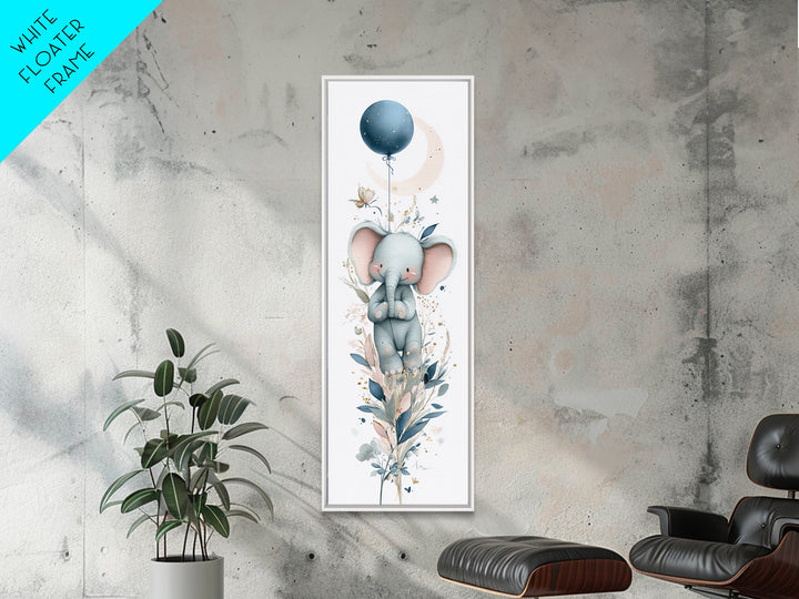 Sleepy Baby Elephant Holding a Tiny Balloon Canvas Print, Nursery Art, Art Print, Nursery Decor, Nursery 385, Wall Art Set of, NUR-1x3-85