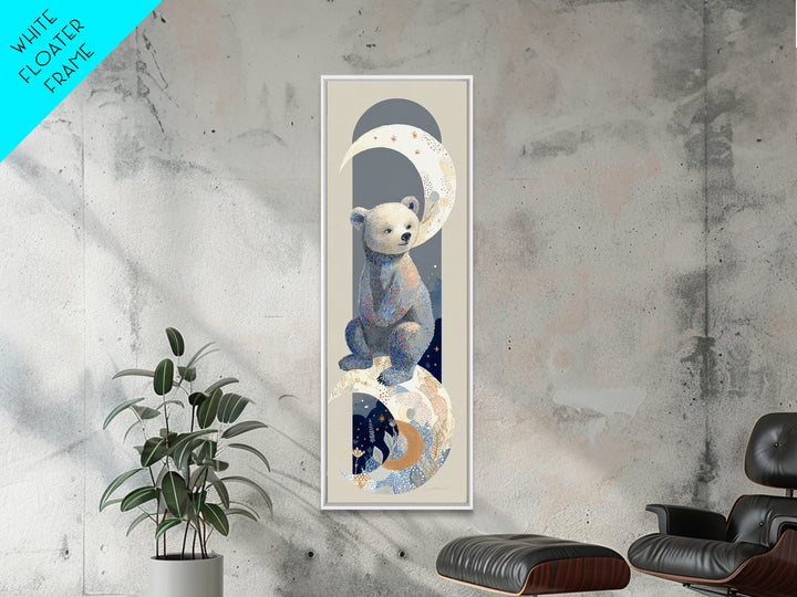 Baby Bear Floating on a Crescent Moon Canvas Print, Nursery Art, Luxury Decor, Nursery Decor, Oil Painting, Nursery, NUR-1x3-90