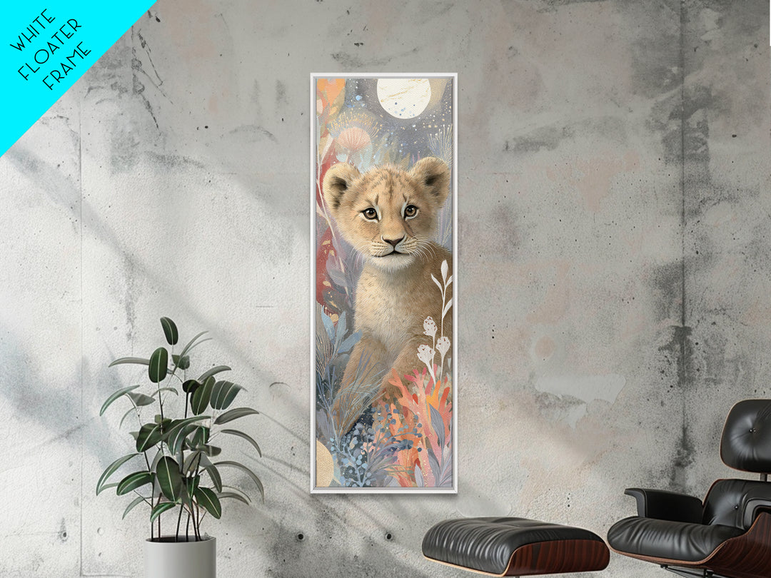 Lion Cub with Soft Golden Mane Canvas Print, Nursery Art, Minimalist Decor, Nursery Decor, Nursery, Nursery Wall Decor, NUR-1x3-93