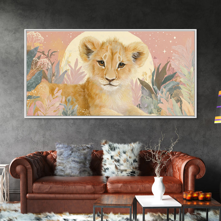 Lion Cub with Soft Golden Mane Canvas Print, Nursery Art, Printable Art, Nursery Decor, Oil Painting, Nursery, Watercolor Print, NUR-2x1-53