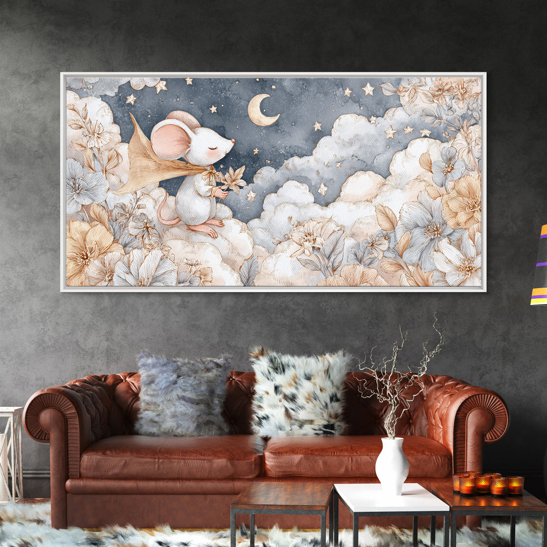 Ballet Mouse in Storybook Style Canvas Print, Nursery Art, Nursery Wall Art, Nursery Decor, Fine Art, Nursery, Woodland Nursery, NUR-2x1-64