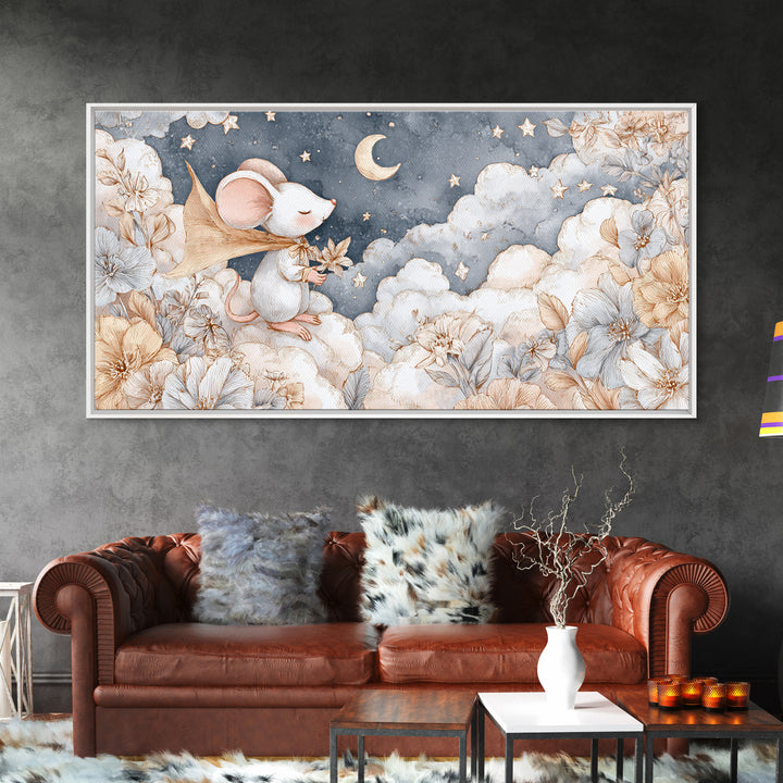 Ballet Mouse in Storybook Style Canvas Print, Nursery Art, Nursery Wall Art, Nursery Decor, Fine Art, Nursery, Woodland Nursery, NUR-2x1-64