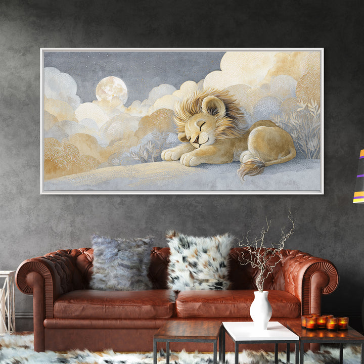 Lion Cub with Soft Golden Mane Canvas Print, Nursery Art, Printable Art, Nursery Decor, Oil Painting, Nursery, Watercolor Print, NUR-2x1-77