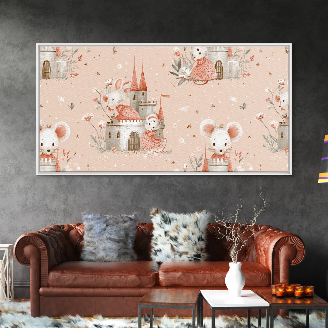 Ballet Mouse in Storybook Style Framed Canvas Print, Nursery Art, Nursery Prints, Nursery Decor, Nursery, Kids Wall Decor, NUR-2x1-88