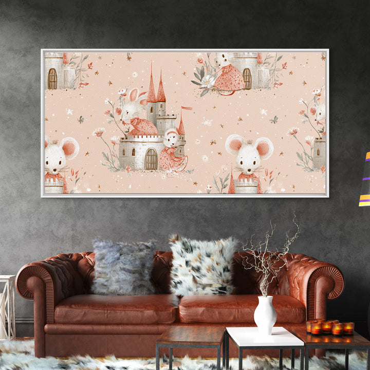 Ballet Mouse in Storybook Style Framed Canvas Print, Nursery Art, Nursery Prints, Nursery Decor, Nursery, Kids Wall Decor, NUR-2x1-88