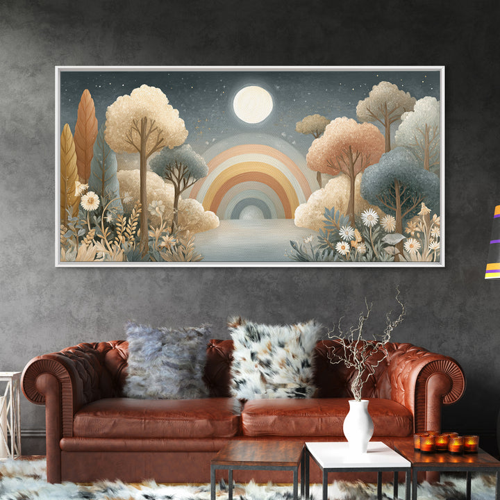 Rainbow Arch with Muted Nursery Colors Framed Canvas Print, Nursery Art, Wall Art Set of 3, Nursery Decor, Fine Art, Nursery, NUR-2x1-99