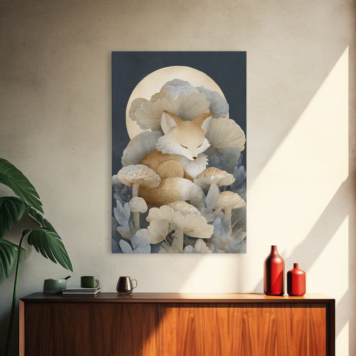 Woodland Fox Tucked Framed Canvas Print, Nursery Art, Minimalist Decor, Nursery Decor, Oil Painting, Nursery, NUR-2x3-12