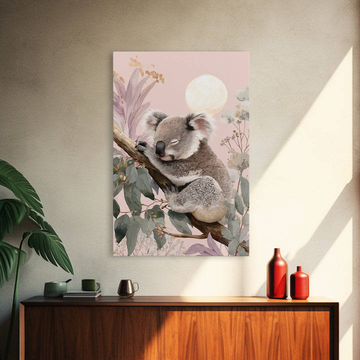 Sleeping Koala on Eucalyptus Branch Canvas Print, Nursery Art, Wall Hangings, Nursery Decor, Oil Painting, Nursery, NUR-2x3-45