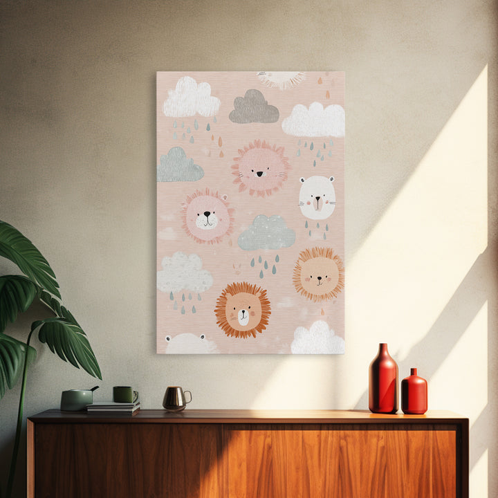 Clouds and Raindrops Canvas Print, Nursery Art, Minimalist Decor, Nursery Decor, Fine Art, Nursery, Nursery Wall Decor, NUR-2x3-54