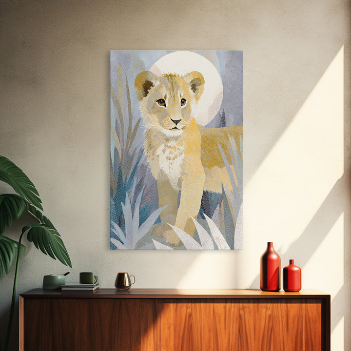 Lion Cub with Soft Golden Mane Canvas Print, Nursery Art, Wall Art Print, Nursery Decor, Fine Art, Nursery, Baby Girl Nursery, NUR-2x3-65