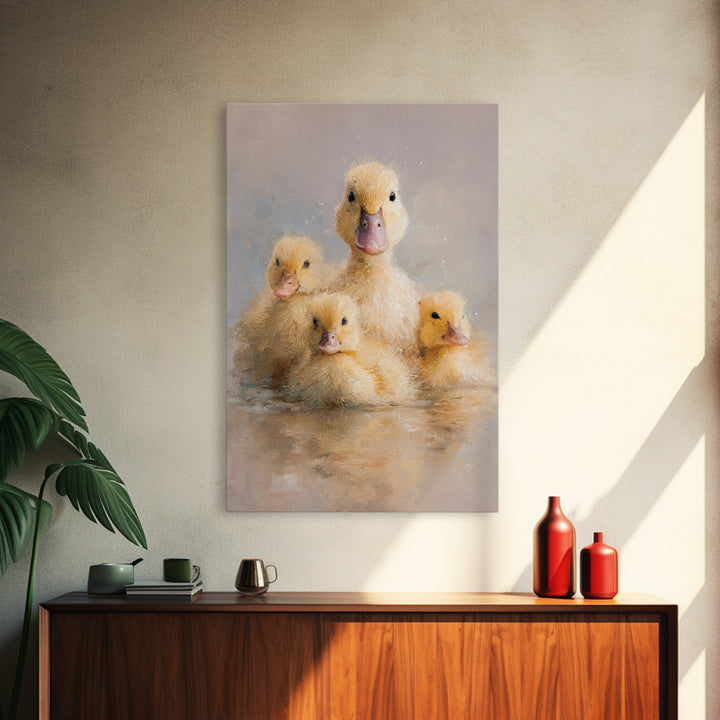 Ducklings Following a Mother Duck Canvas Print, Nursery Art, Art Print, Nursery Decor, Fine Art, Nursery 470, Wall Art Set of, NUR-2x3-70