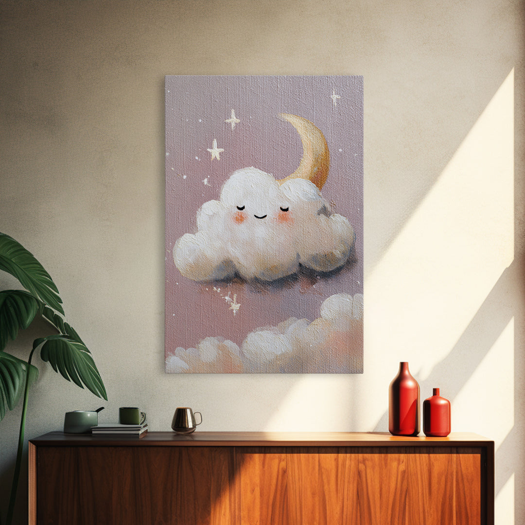 Moon and Stars Framed Canvas Print, Nursery Art, Wall Art Set of 3, Nursery Decor, Abstract Art, Nursery, Dinosaur Wall Art, NUR-2x3-83