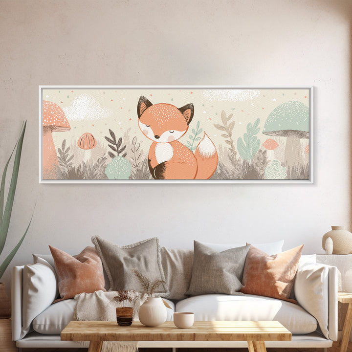 Woodland Fox Tucked Canvas Print, Nursery Art, Kids Room Wall Art, Nursery Decor, Fine Art, Nursery, Luxury Decor, Room Decor, NUR-3x1-20