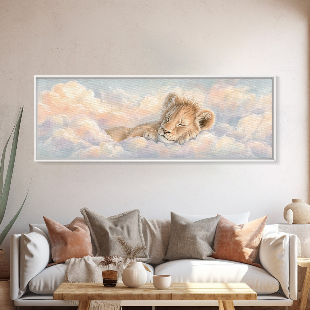 Lion Cub with Soft Golden Mane Canvas Print, Nursery Art, Woodland Nursery, Nursery Decor, Abstract Art, Nursery, Gallery Decor, NUR-3x1-25
